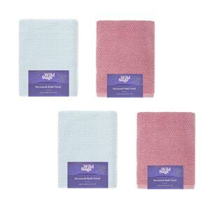 new Wild Sage Savannah Quick Dry BATH Towels = 2 Mauve + 2 Moonlight Jade
